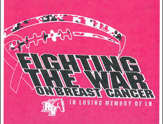 Fighting the War on Breast Cancer T-Shirts are on sale in the Athletics/Attendance office for $10.