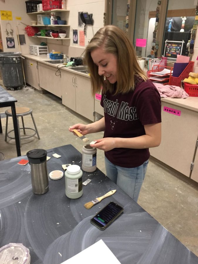 RV senior Madison Callaway puts in some work in the art studio earlier this week. Callaway is set to have her work displayed at the 5th Annual Foothills Art Show.