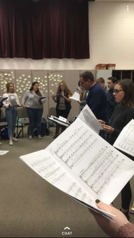 Jackson Howard captures a moment in rehearsal of the director Mr. Talley teaching new music.