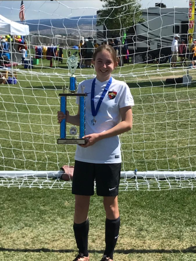 Zoe Bertino in 2016 after winning a soccer tournament. (photo by David Bertino)